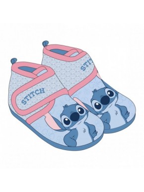 Pantoufles mi-botte maison Stitch bleues et roses