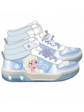 Baskets Frozen bleues avec lumières et personnages