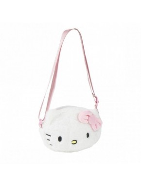 Bolso peluche blanco Hello Kitty con lazo rosa