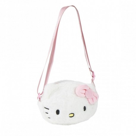 Bolso peluche blanco Hello Kitty con lazo rosa