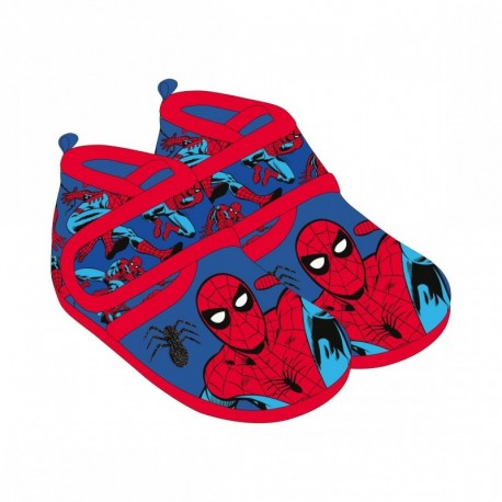 pantufas de casa Spiderman infantil em azul e vermelho