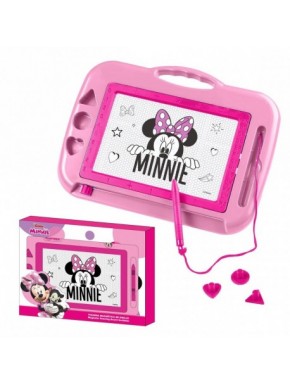 Set de papelería Minnie con pizarra magnética rosa y lápiz.