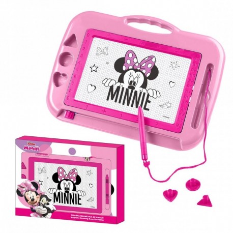 Set de papelería Minnie con pizarra magnética rosa y lápiz.