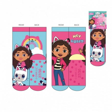 Meias antiderrapantes Gabby's Dollhouse rosas para crianças