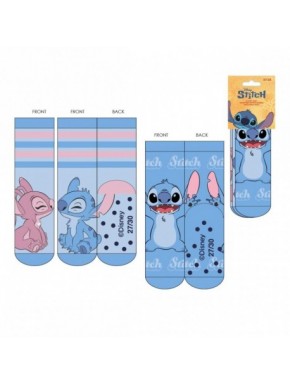 Calcetines antideslizantes de Stitch y Angel en azul y rosa