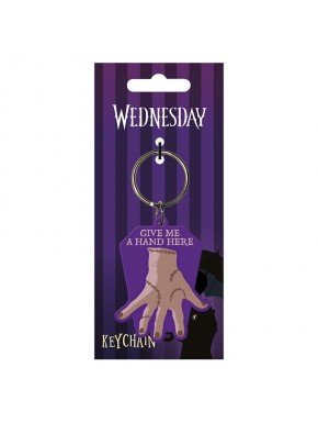 Rubber keychain with hand design and Wednesday text