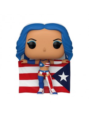 Figura POP de Zelina Vega WWE con bandera de Puerto Rico