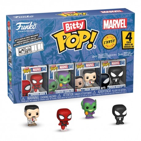 Pack 4 Figuras Bitty POP! de Spider-Man, Green Goblin, J. Jonah Jameson y figura Chase