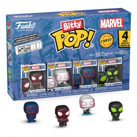 Pack de 4 Figuras Bitty POP! Spider-Man na caixa