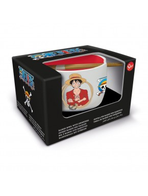 Bol para ramen One Piece con Luffy y palillos