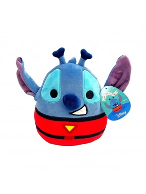 Peluche Squishmallows de Stitch en costume d'alien bleu et rouge avec antennes