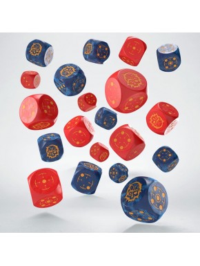 Dados Crosshairs Compact D6 en cobalto y rojo