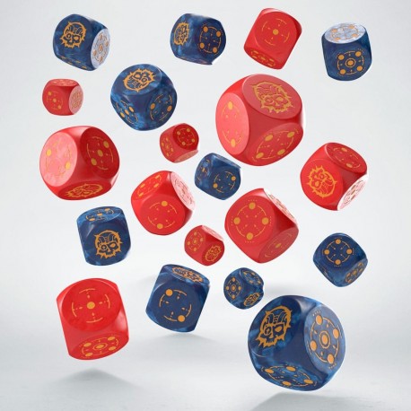 Dados Crosshairs Compact D6 en cobalto y rojo