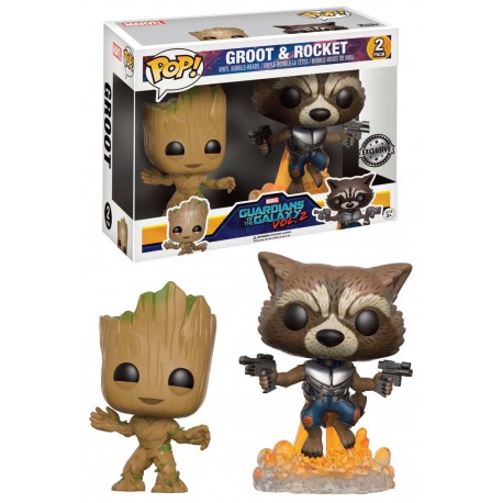 Funko Pop! Pack Groot and Rocket Guardians of the Galaxy 2