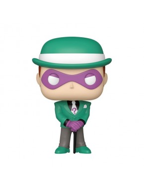 Figura POP! de The Riddler con traje verde y máscara morada