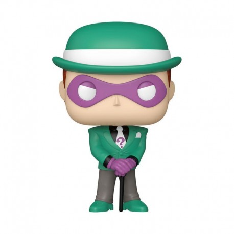 Figura POP! de The Riddler con traje verde y máscara morada