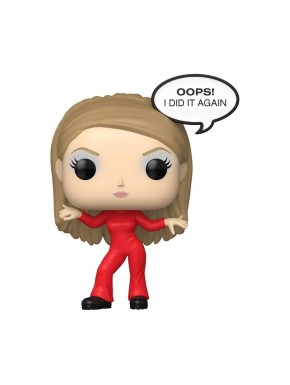 Figura Funko POP! de Britney Spears com roupa vermelha e texto Oops, I Did it Again