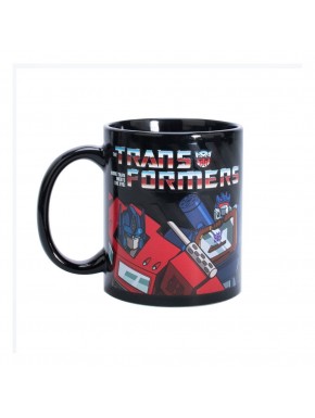 Taza negra Transformers 330 ml con personajes icónicos