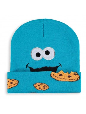 Gorro beanie azul con rostro de El Monstruo de las Galletas