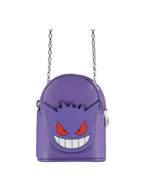 Bolsa pequeña morada de Pokémon con cara de Gengar