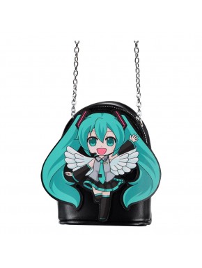 Bolsa pequeña negra de Hatsune Miku con cadena