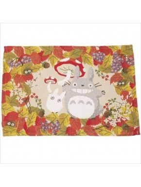 Mantel individual de otoño con Totoro y hojas