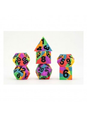 Conjunto de 7 dados Pride Rainbow con colores del arcoíris
