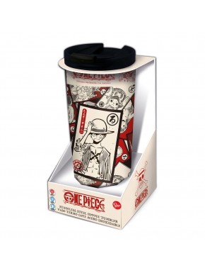 Termo de viaje One Piece de acero inoxidable con diseño de cartas
