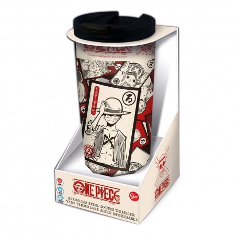 Termo de viaje One Piece de acero inoxidable con diseño de cartas
