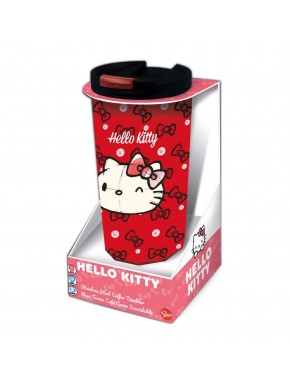 Termo de viaje Hello Kitty rojo con lazos