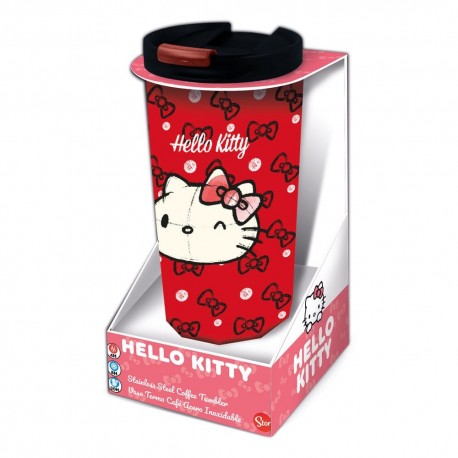 Termo de viaje Hello Kitty rojo con lazos