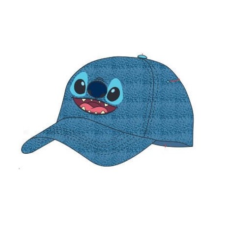Boné de baseball azul Lilo & Stitch com rosto do Stitch
