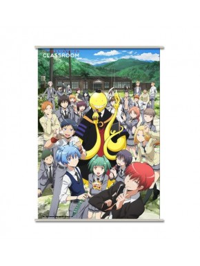 Póster de tela de Assassination Classroom con Koro y estudiantes.