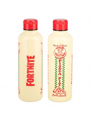 Botella de agua Fortnite con diseño de Pizza Pit en rojo y verde