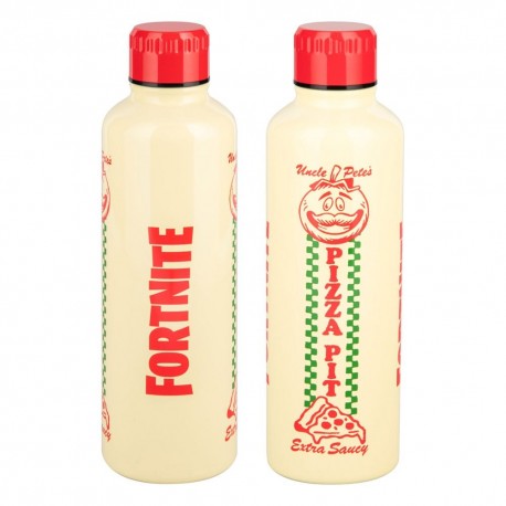 Bouteille d'eau Fortnite avec design Pizza Pit rouge et vert