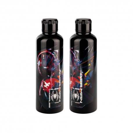 Botella de agua negra con diseño de Spider-Man de 450 ml