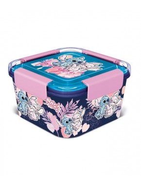 Fiambrera azul y rosa de Lilo & Stitch con ilustraciones de Stitch