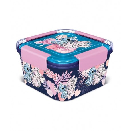 Fiambrera azul y rosa de Lilo & Stitch con ilustraciones de Stitch