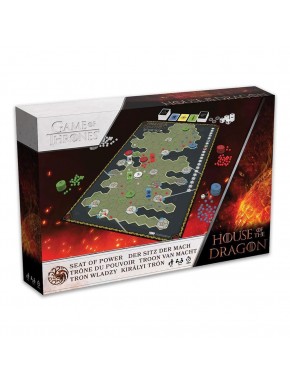 Caja del juego de mesa House of the Dragon Seat of Power con tablero y piezas.