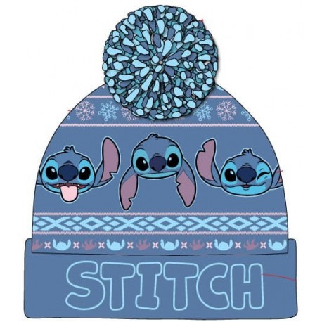 Gorro azul oscuro Lilo & Stitch con pom-pom