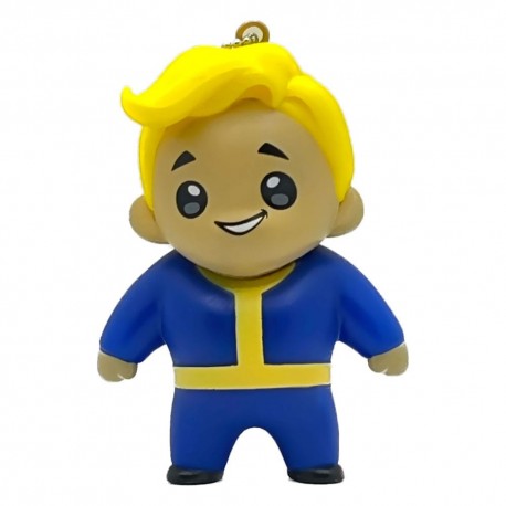 Llavero Vault Boy de Fallout con traje azul y amarillo