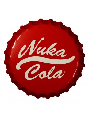 Round Fallout Nuka-Cola bottle cap sign on wall