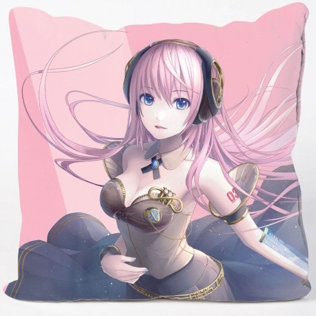 Funda de almohada rosa con Megurine Luka de Vocaloid