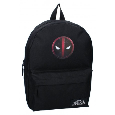 Mochila Marvel Deadpool negra con logo icónico