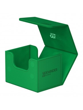 Estuche Sidewinder verde abierto mostrando cartas.