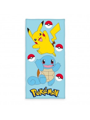 Serviette Pokémon bleue avec Pikachu et Squirtle