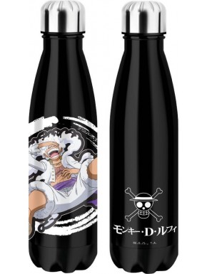 Botella termo negra de One Piece con diseño de Luffy Gear 5