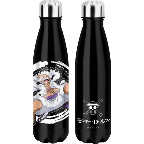 Botella termo negra de One Piece con diseño de Luffy Gear 5