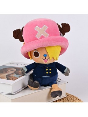Peluche Chopper x Sanji de One Piece, 25 cm, poliéster rosa y azul
