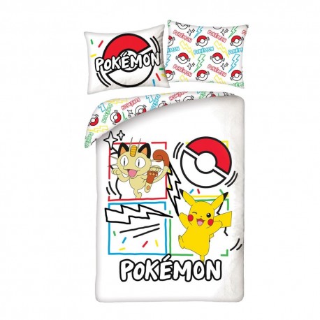 Funda nórdica Pokémon con Meowth y Pikachu